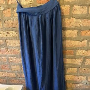 Blue silk maxi skirt